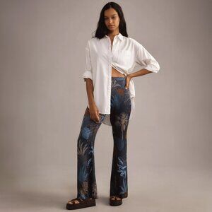 NWT Farm Rio navy blue night jungle flare pants